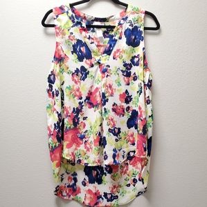 Society Girl Floral Painted Sleeveless Top